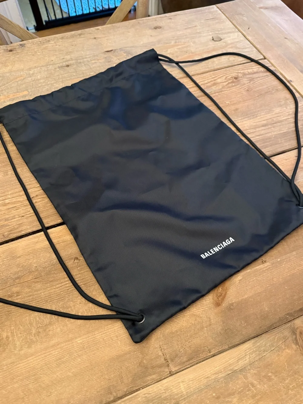 Balenciaga Black Nylon Drawstring Backpack